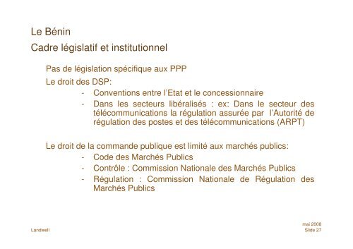 Les Partenariats public-privÃ© Mai 2008 - ACP Business Climate