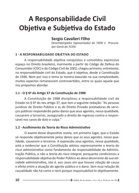 A Responsabilidade Civil Objetiva e Subjetiva do Estado - Emerj