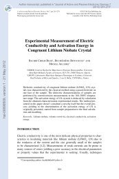 Experimental Measurement of Electric Conductivity and Activation ...