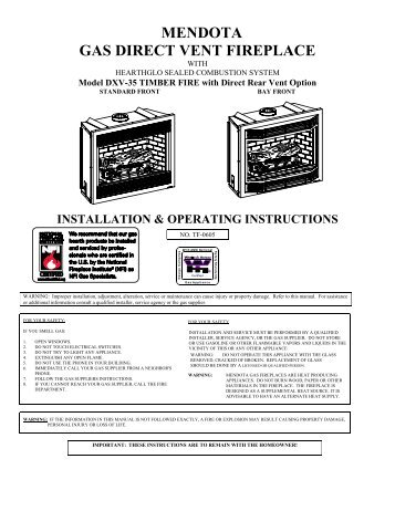 Installation and Operating Instructions - Mendota