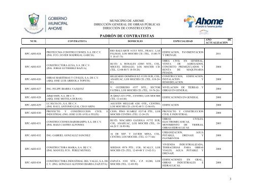 PADRÓN DE CONTRATISTAS - H. Ayuntamiento de Ahome