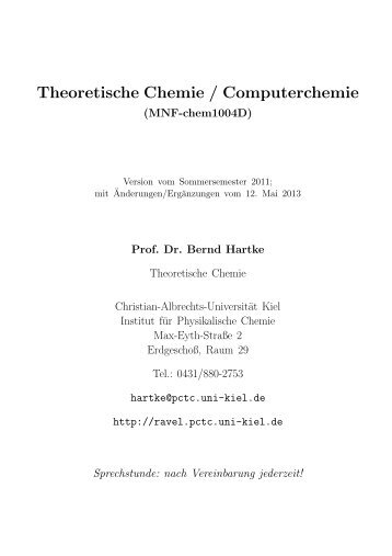 Theoretische Chemie / Computerchemie