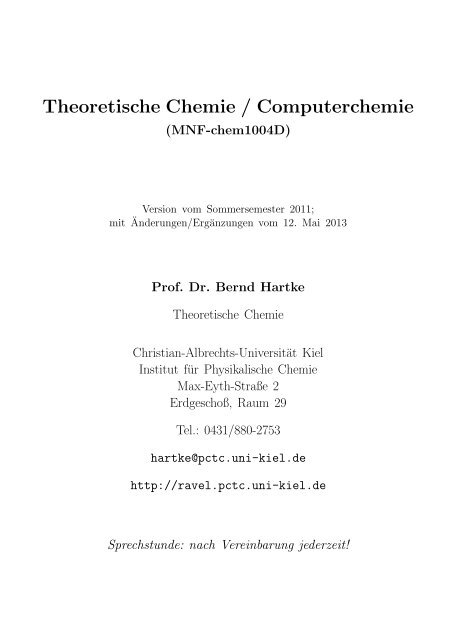 Theoretische Chemie / Computerchemie