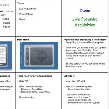 Demo Live Forensic Acquisition