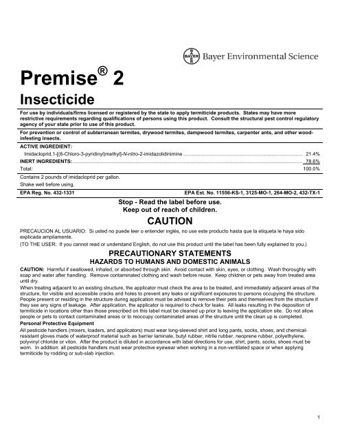 Premise Â® 2 Insecticide - Label