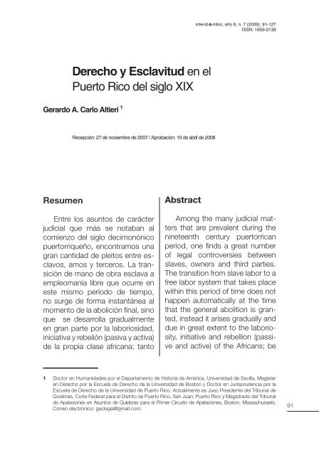 Derecho y Esclavitud en el Puerto Rico del siglo XIX - Ciicla