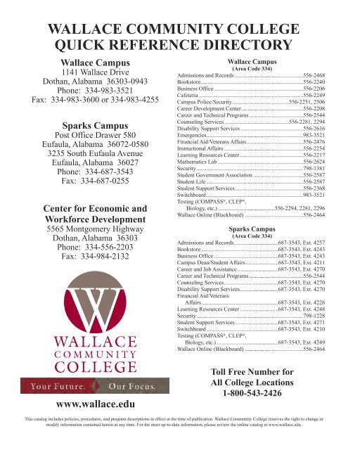 College Catalog - Student Handbook - Wallace Community College