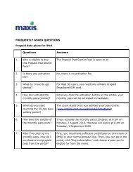 FREQUENTLY ASKED QUESTIONS Prepaid data plans for ... - Maxis