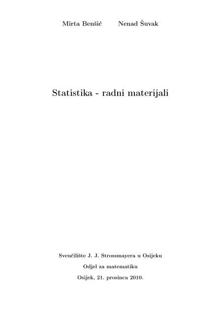 Statistika - radni materijali - Odjel za matematiku
