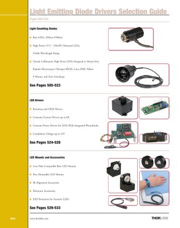 Light Emitting Diode Drivers Selection Guide - Thorlabs