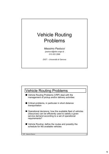 Vehicle Routing Problems - Massimo Paolucci