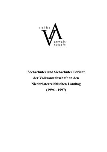 Sechzehnter und Siebzehnter Bericht der Volksanwaltschaft an den ...