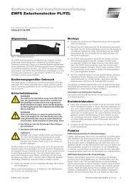 und Installationsanleitung EWFS Zwischenstecker PL/FZL - Warema