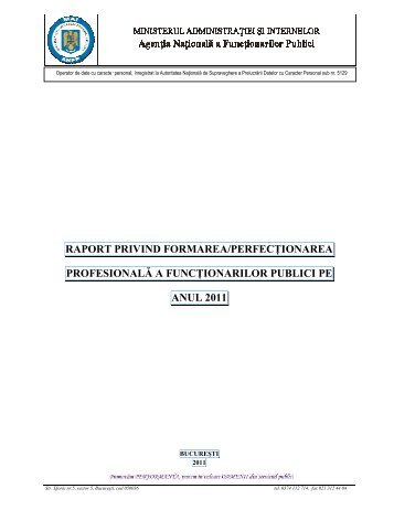 Raport privind formarea/perfecţionarea profesională a funcţionarilor ...