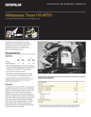 Multipurpose Tractor Oil (MTO) - Peterson CAT