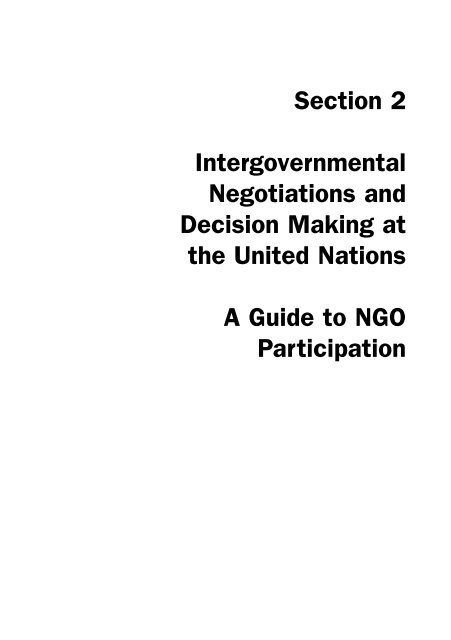Intergovernmental Negotiations And Decision Making At The - NGLS