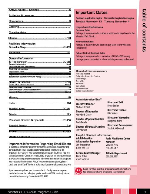 general information - Wheaton Park District