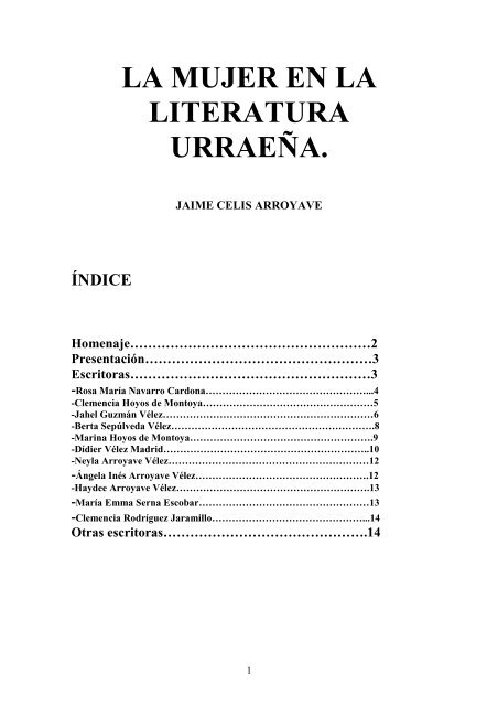 Descargar La Mujer en la Literatura UrraeÃ±aTipo de archivo - Urrao