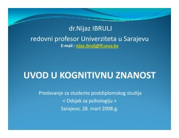 UVOD U KOGNITIVNU ZNANOST