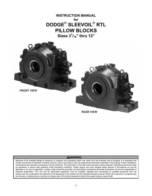 DODGE SLEEVOIL RTL PILLOW BLOCKS - PTplace.com