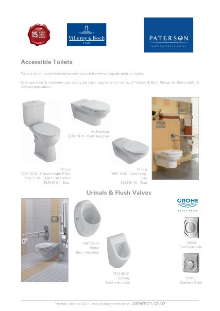 Commercial Bathroom Fittings - Paterson