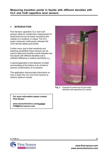 Measuring transition points in liquids with different ... - Sensortechnics