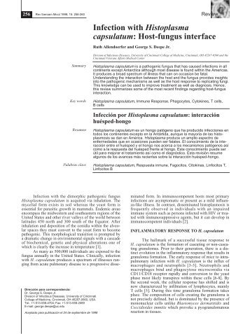 Infection with Histoplasma capsulatum: Host-fungus interface