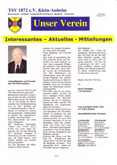 Ausgabe 5 / 2011 - TSV Klein Auheim