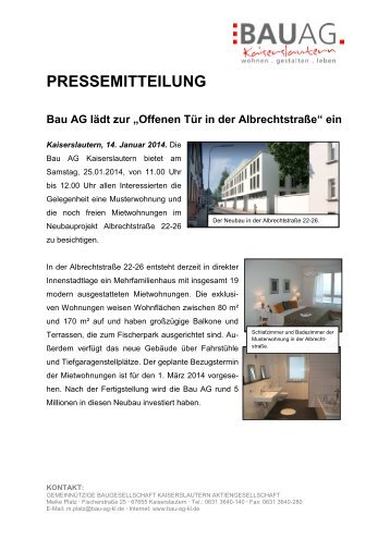 Bau AG lädt zur "Offenen Tür in der Albrechtstraße"