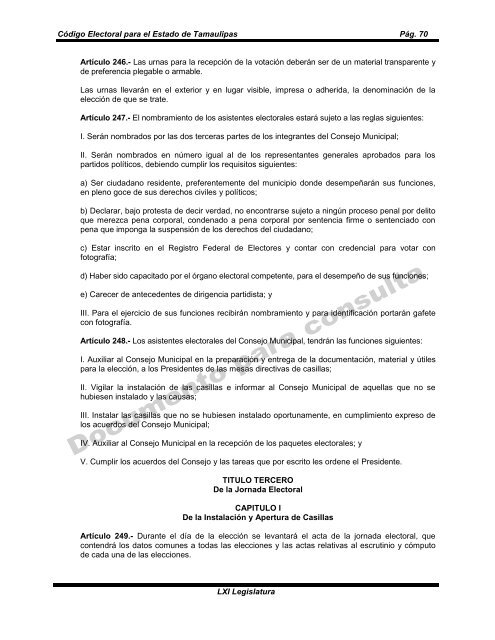 CÃ³digo Electoral para el Estado de Tamaulipas - Congreso del ...