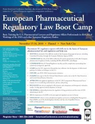 European Pharmaceutical Regulatory Law Boot Camp - American ...