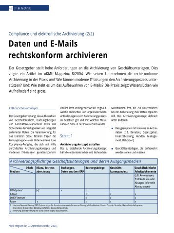 Daten und E-Mails rechtskonform archivieren