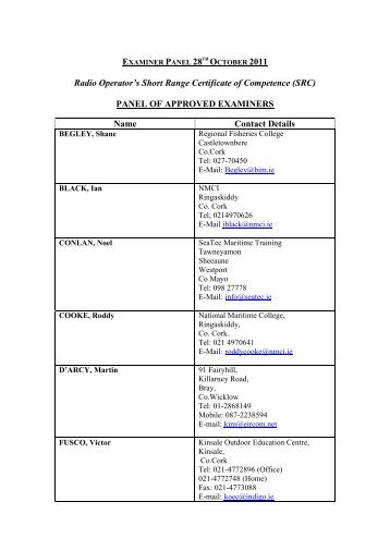 Panel of Approved Examiners