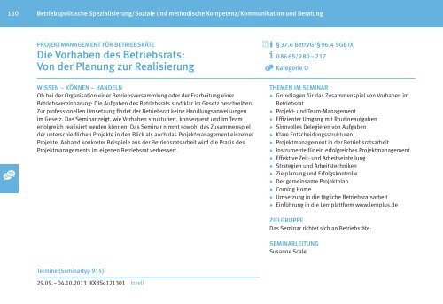 Zentrales Bildungsprogramm 2013 fÃƒÂ¼r BetriebsrÃƒÂ¤te - IG Metall