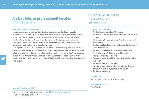 Zentrales Bildungsprogramm 2013 fÃƒÂ¼r BetriebsrÃƒÂ¤te - IG Metall