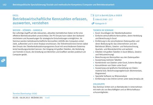 Zentrales Bildungsprogramm 2013 fÃƒÂ¼r BetriebsrÃƒÂ¤te - IG Metall