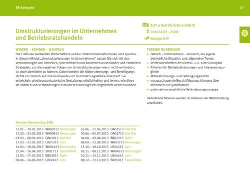 Zentrales Bildungsprogramm 2013 fÃƒÂ¼r BetriebsrÃƒÂ¤te - IG Metall