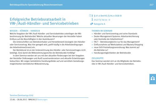 Zentrales Bildungsprogramm 2013 fÃƒÂ¼r BetriebsrÃƒÂ¤te - IG Metall