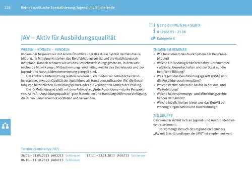 Zentrales Bildungsprogramm 2013 fÃƒÂ¼r BetriebsrÃƒÂ¤te - IG Metall