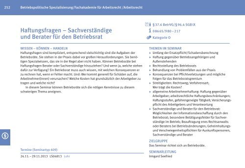 Zentrales Bildungsprogramm 2013 fÃƒÂ¼r BetriebsrÃƒÂ¤te - IG Metall