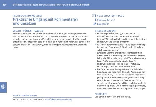 Zentrales Bildungsprogramm 2013 fÃƒÂ¼r BetriebsrÃƒÂ¤te - IG Metall