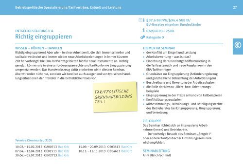 Zentrales Bildungsprogramm 2013 fÃƒÂ¼r BetriebsrÃƒÂ¤te - IG Metall