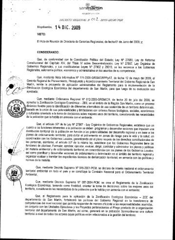 DECRETO NÂ° 002-2009-GRSM/PGR | Fecha - Gobierno Regional ...