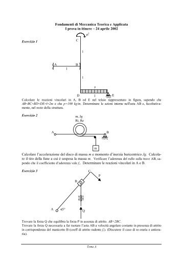 Fondamenti di Meccanica Teorica e Applicata