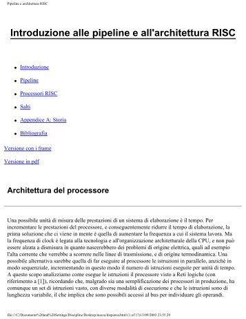 Pipeline e architettura RISC - Tecnologie Web [UNIPI]