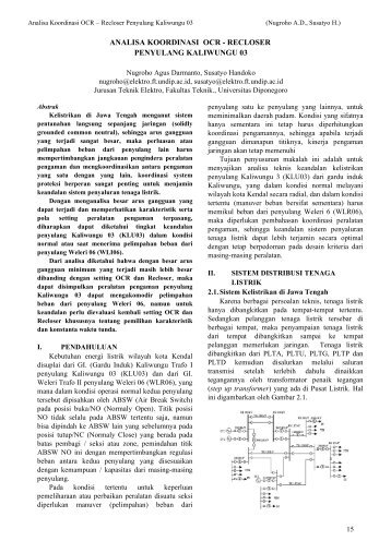 ANALISA KOORDINASI PERALATAN PENGAMAN JARINGAN - Undip