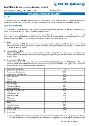 SANKAt MoChAN PoliCy DoCUMeNt Bajaj Allianz General ...