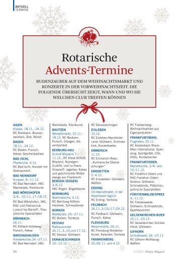 Rotarische Advents-Termine - Rotary Magazin