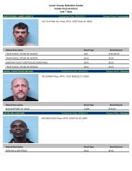 Lenoir County Detention Center Inmate Incarcerations Last 7 days