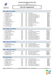 Liste des engagements - ComitÃ© de paris natation